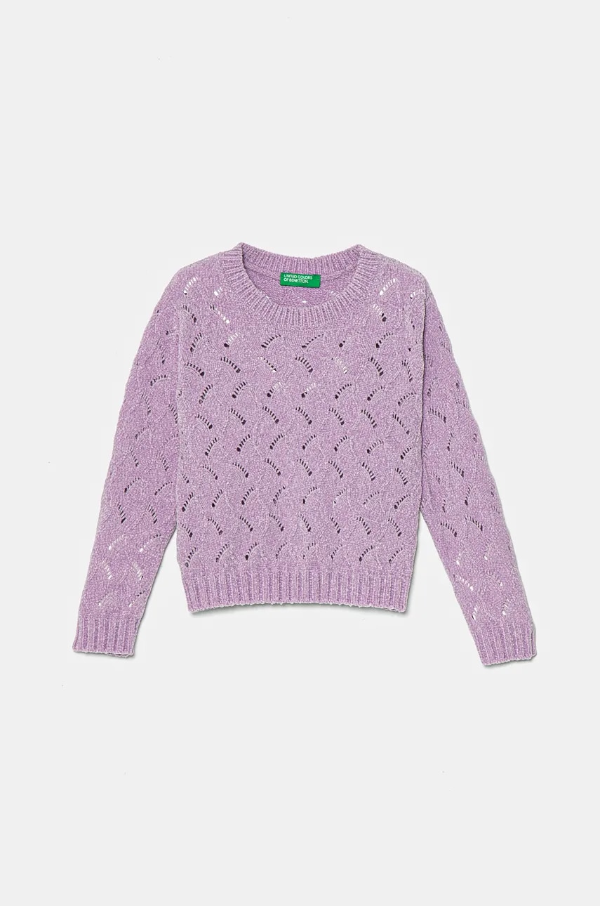 United Colors of Benetton pulover copii culoarea violet, 16CLG100O