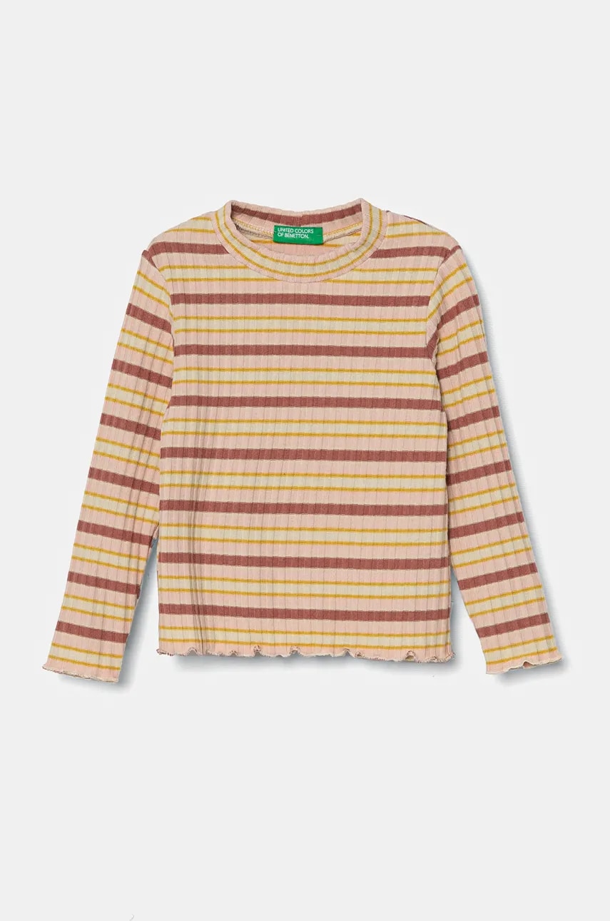 United Colors of Benetton longsleeve copii culoarea bej, 3GDAG200X