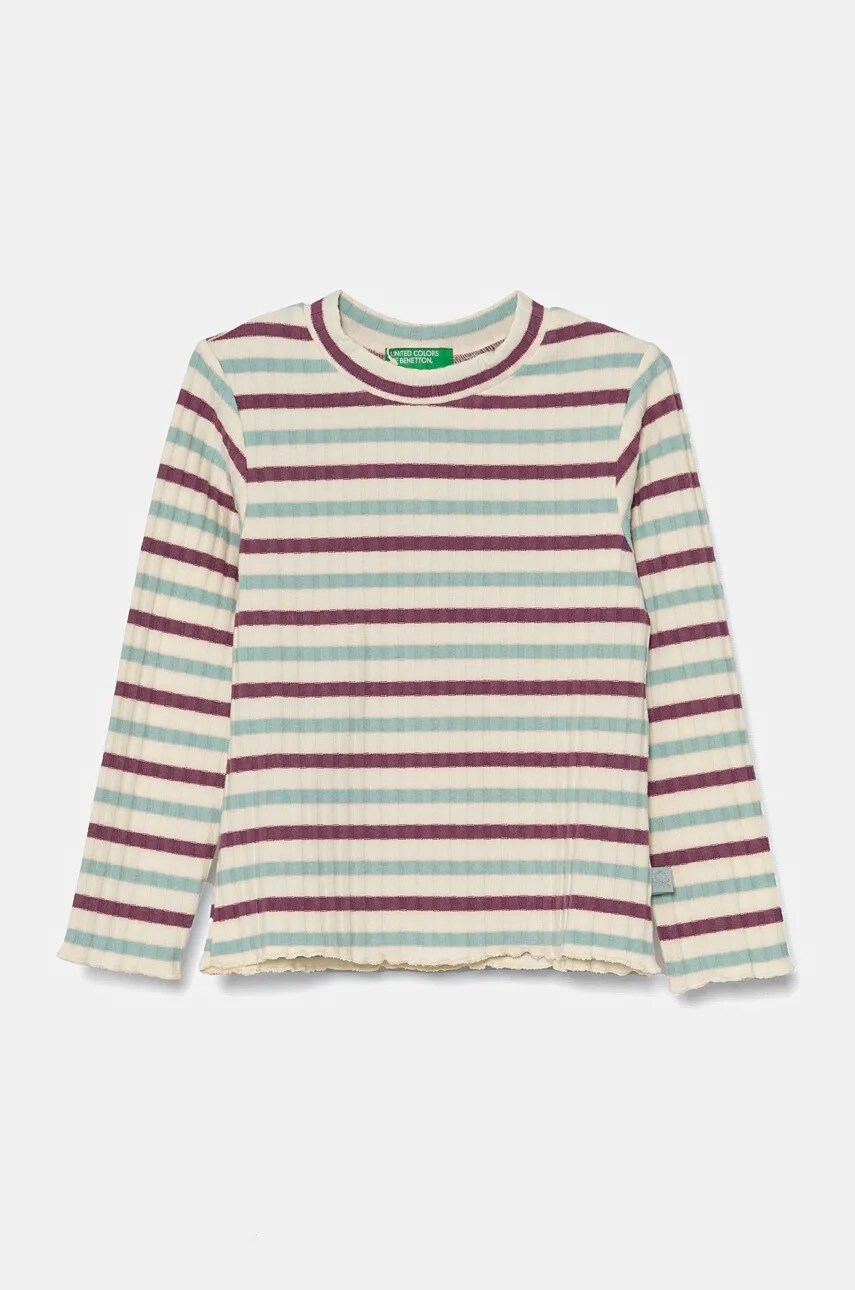 Levně Dětské tričko s dlouhým rukávem United Colors of Benetton tyrkysová barva, 3GDAG200X