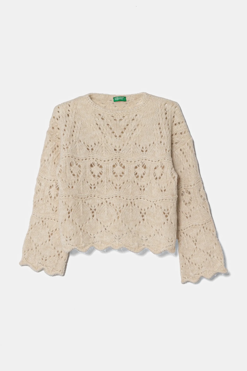 United Colors of Benetton pulover pentru copii din amestec de lana culoarea bej, 1255C107F