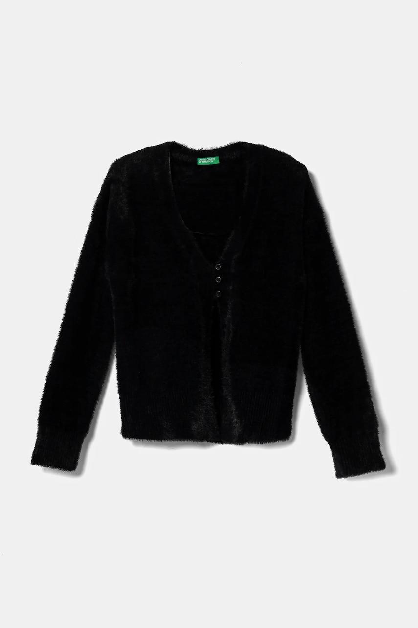 United Colors of Benetton pulover copii culoarea negru, 19BAC601L