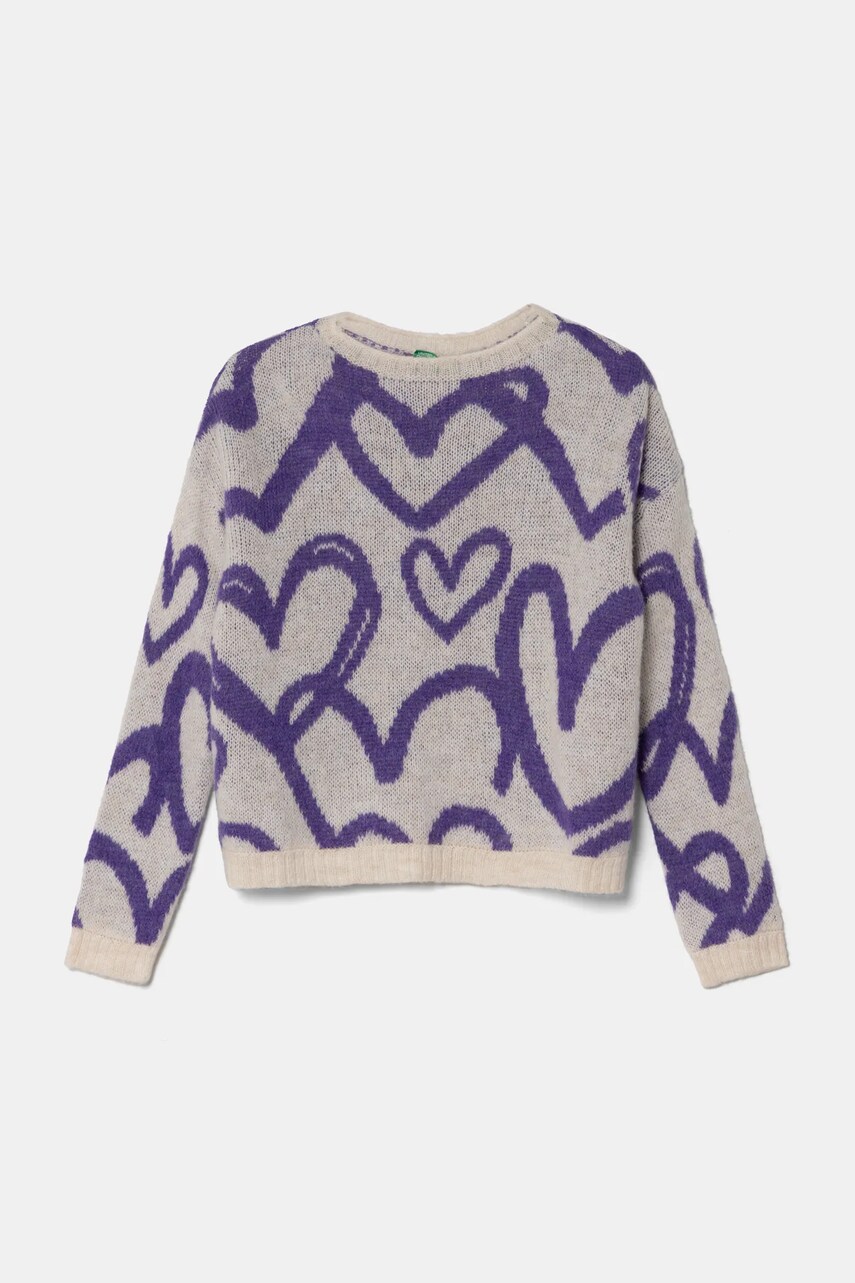 United Colors of Benetton pulover pentru copii din amestec de lana culoarea bej, 106QQ107Q