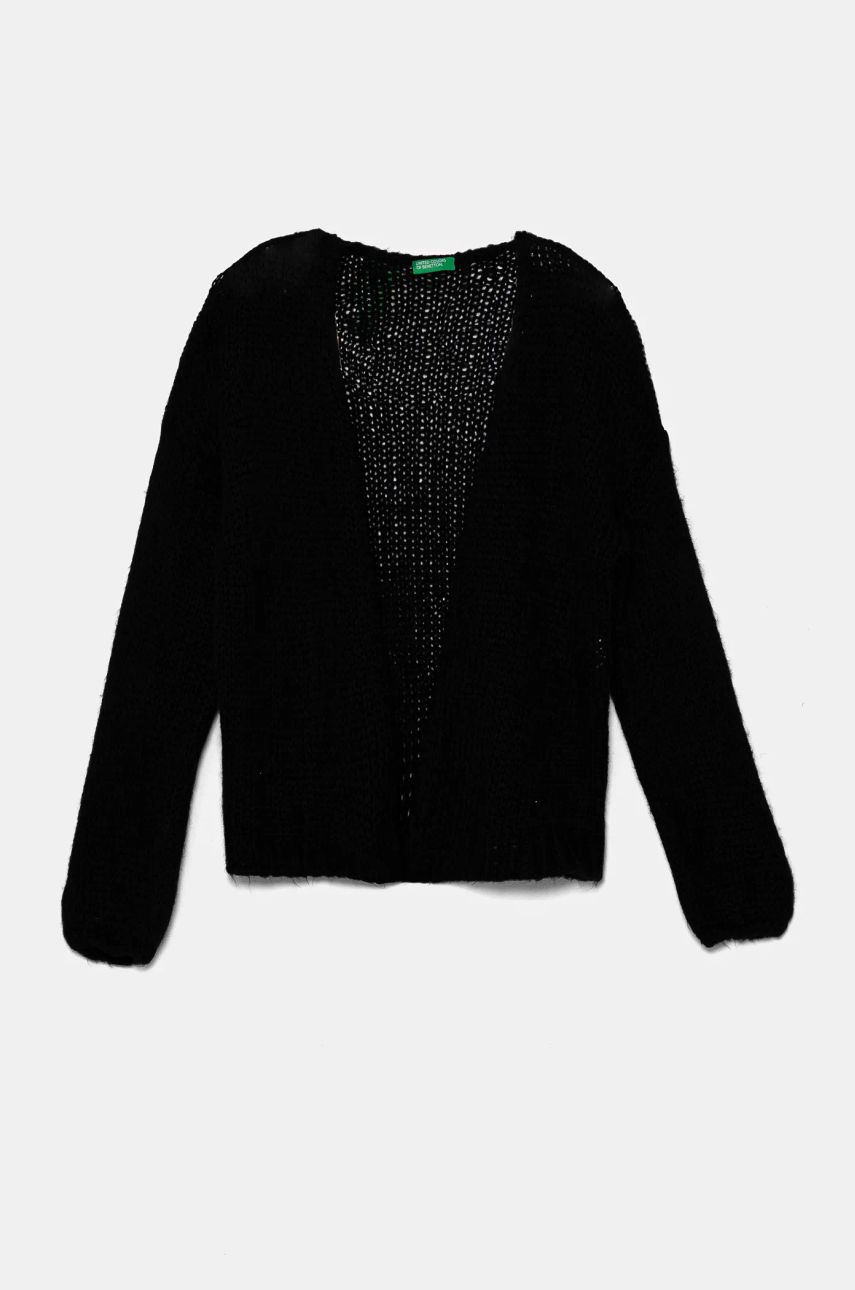 United Colors of Benetton cardigan din amestec de lana culoarea negru, 136QC601M