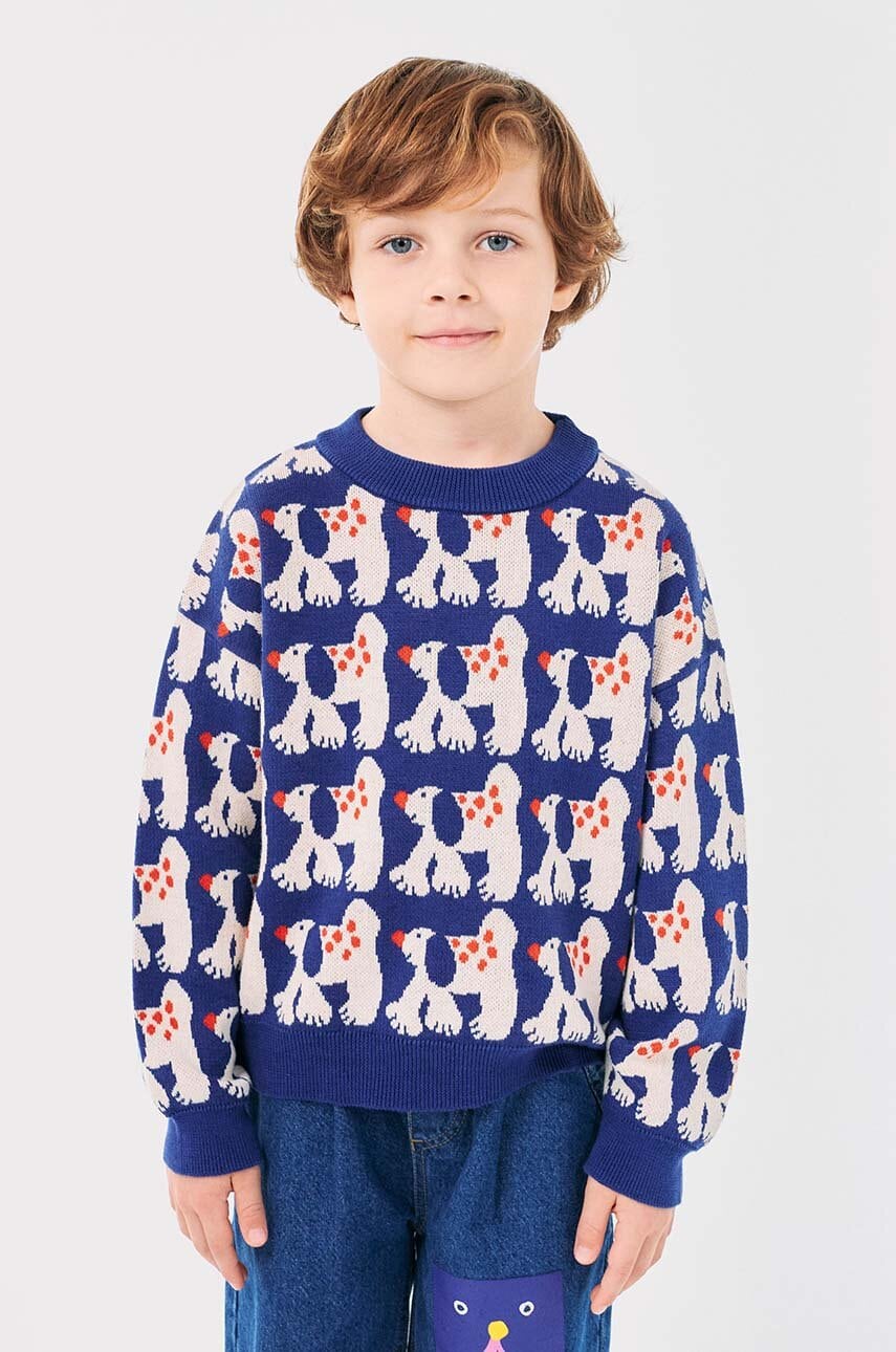 Bobo Choses pulover de bumbac pentru copii Fairy Dog culoarea albastru marin, 224AC114 Bobo Choses pulover de bumbac pentru copii Fairy Dog culoarea albastru marin, 224AC114