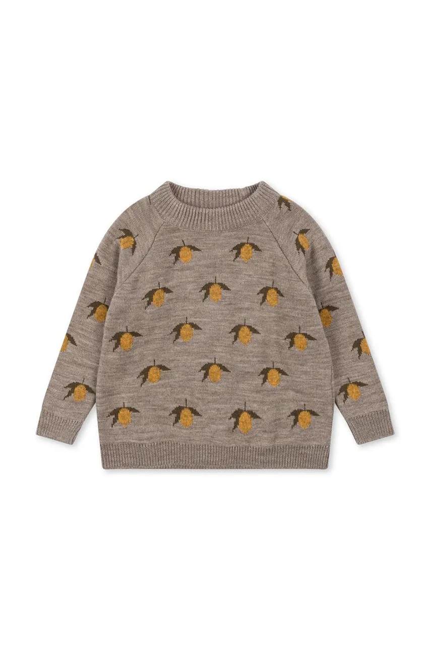 Konges Sløjd pulover de lână pentru copii BELOU LEMON KNIT BLOUSE culoarea gri, KS101427 Konges Sløjd pulover de lână pentru copii BELOU LEMON KNIT BLOUSE culoarea gri, KS101427