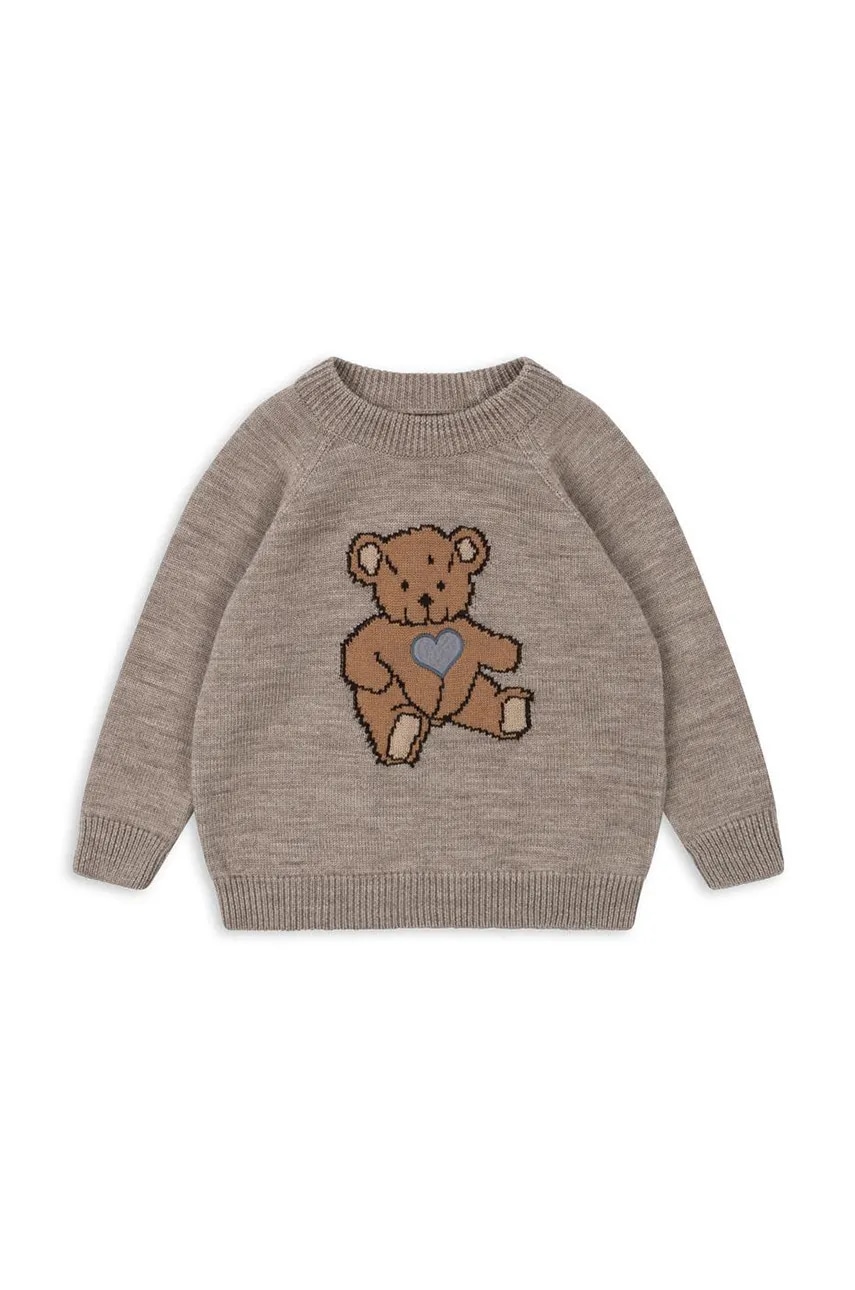 Konges Sløjd pulover de lână pentru copii BILLI KNIT BLOUSE culoarea maro, KS101436 Konges Sløjd pulover de lână pentru copii BILLI KNIT BLOUSE culoarea maro, KS101436