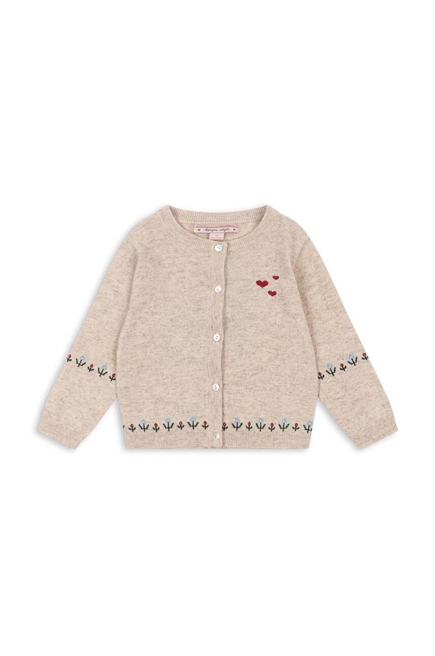 Детский шерстяной кардиган Konges Sløjd ELI KNIT CARDIGAN цвет бежевый KS101493
