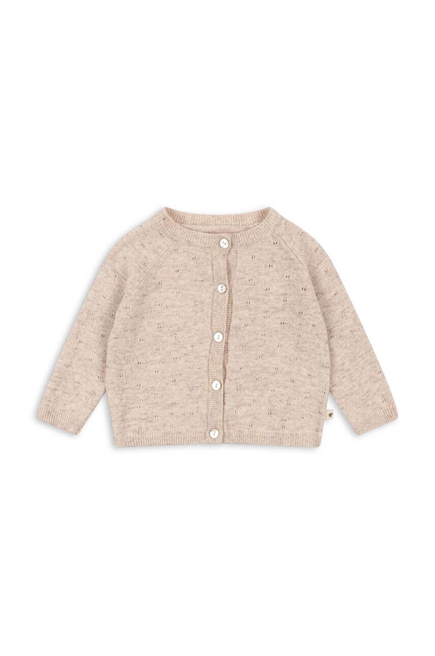 Konges Sløjd cardigan de lână pentru copii MINO KNIT CARDIGAN culoarea bej, KS101614