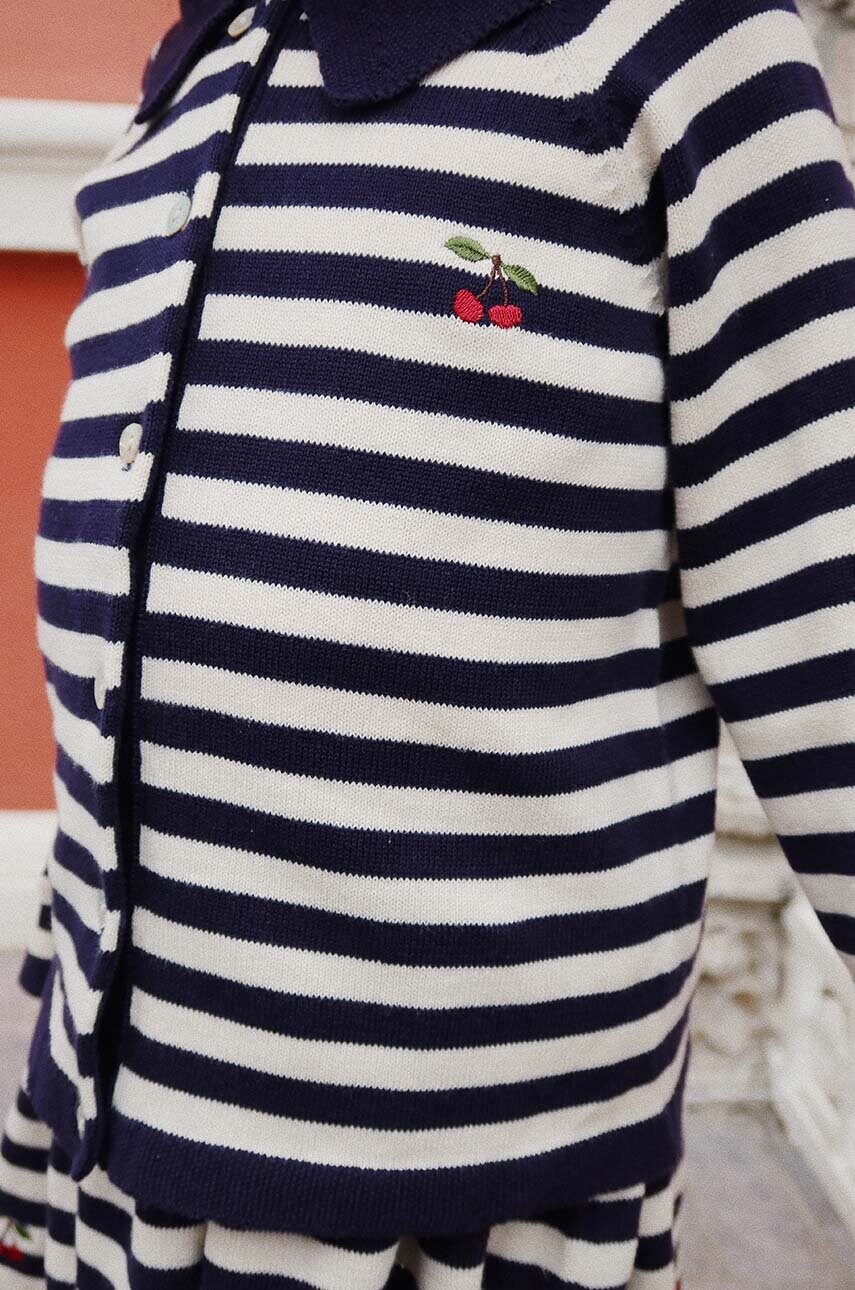 Konges Sløjd cardigan din bumbac pentru copii VENTON KNIT CARDIGAN GOTS culoarea albastru marin, KS101722