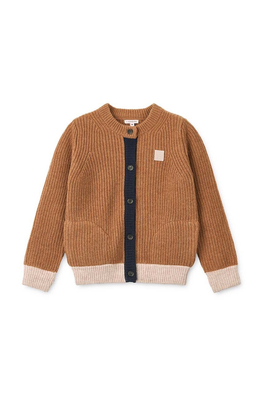 Дитячий вовняний кардиган Liewood Tiago Knit Cardigan колір коричневий LW19166