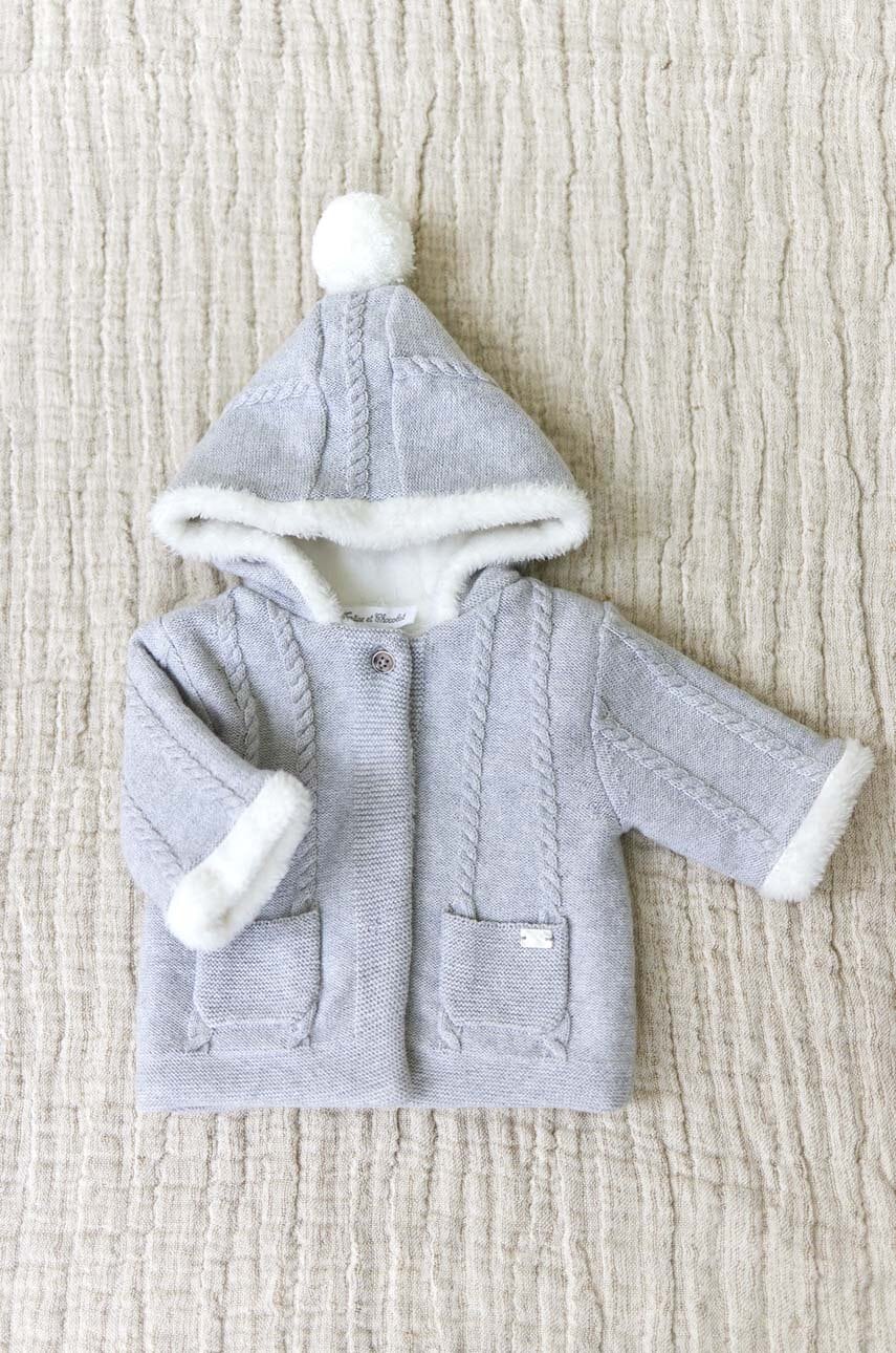 Tartine et Chocolat cardigan din amestec de lana pentru bebelusi culoarea gri, calduros, TZ40000
