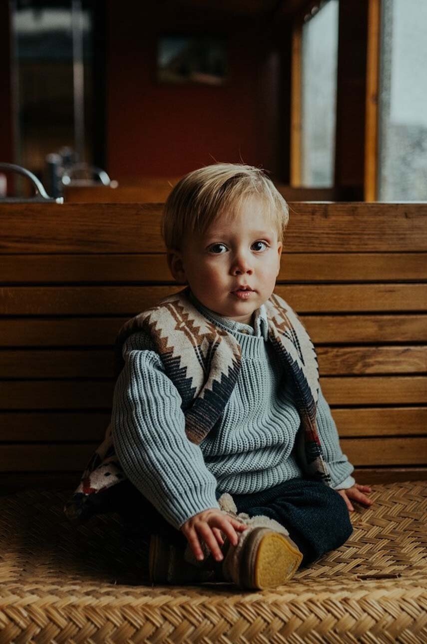 

Бебешки памучен пуловер Donsje Jade Sweater в синьо 4090200, Син