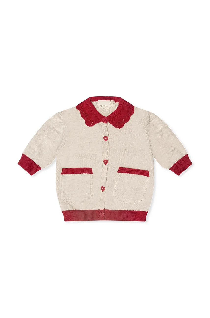 That's mine cardigan din bumbac pentru copii Felizia culoarea bej, 128721 That's mine cardigan din bumbac pentru copii Felizia culoarea bej, 128721