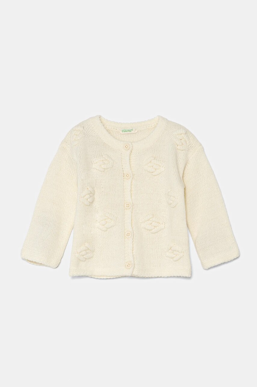 United Colors of Benetton cardigan din amestec de lana pentru bebelusi culoarea bej, light, 1076A500X