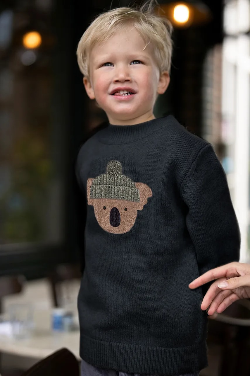 Donsje pulover de lana pentru bebeluși Denn Merino Wool Sweater Koala culoarea albastru marin, 4083503 Donsje pulover de lana pentru bebeluși Denn Merino Wool Sweater Koala culoarea albastru marin, 4083503