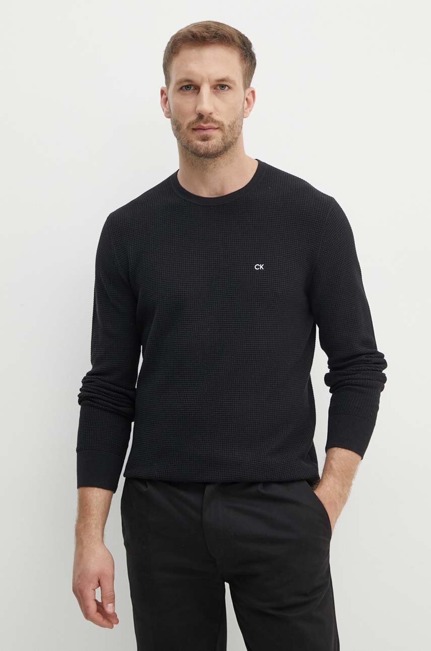 

Пуловер Calvin Klein мъжки в черно от лека материя K10K113031, Черен