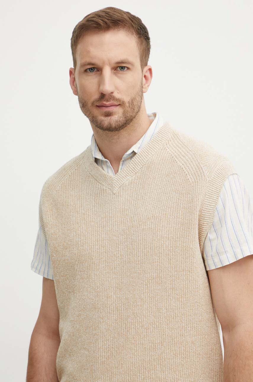 Лляний жилет Calvin Klein колір бежевий  K10K113494 