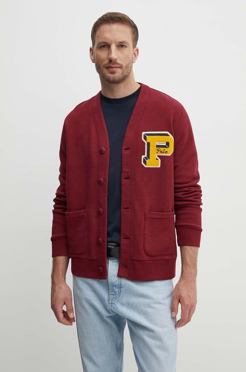 Levně Mikina Polo Ralph Lauren pánská, vínová barva, s aplikací, 710941965