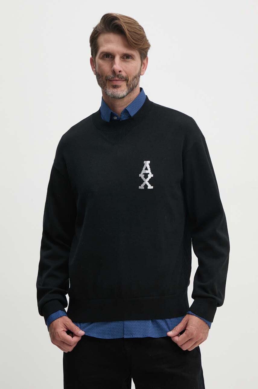 Armani Exchange pulover din amestec de lana barbati, culoarea negru, 6DZM6H ZM5BZ