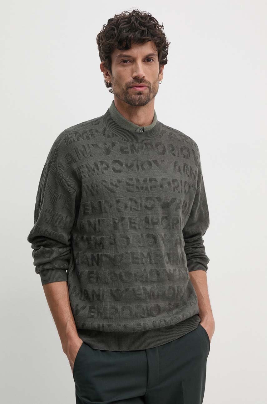 

Вълнен пуловер Emporio Armani мъжки в сиво от лека материя 6D1MXK 1MJNZ, Сив