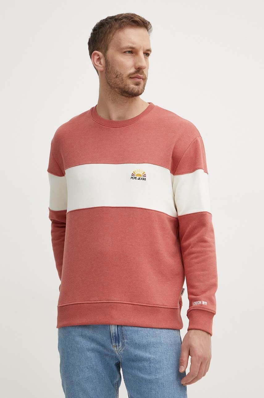 Pepe Jeans bluza SAWYER CREW culoarea roz, modelator, PM582692