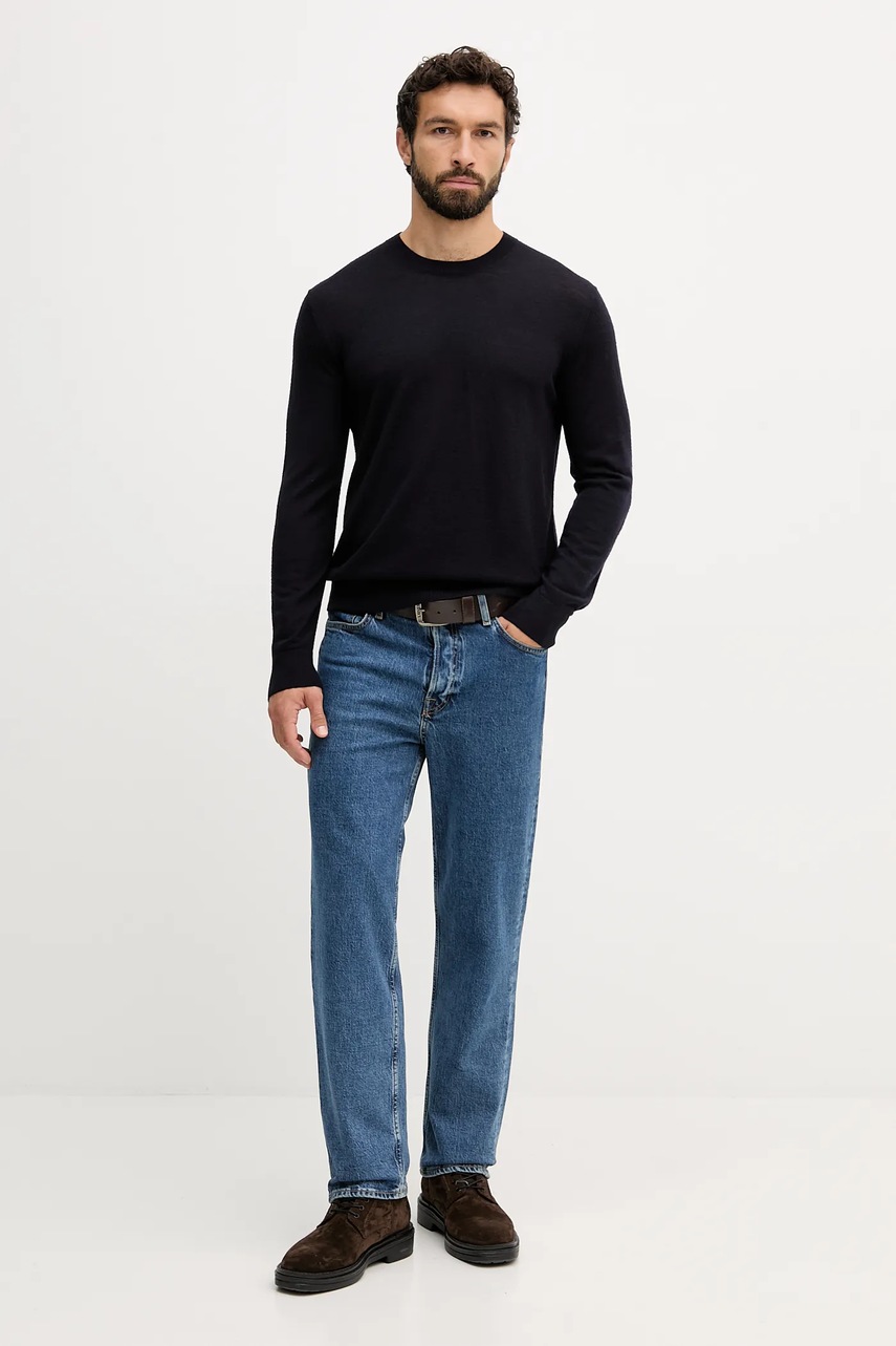 Шерстяной свитер United Colors of Benetton цвет синий лёгкий 11AHU1056