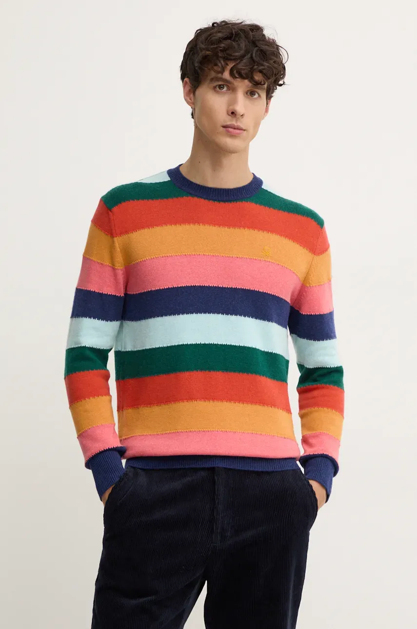 Levně Svetr z vlněné směsi United Colors of Benetton pánský, lehký, 1235K107K