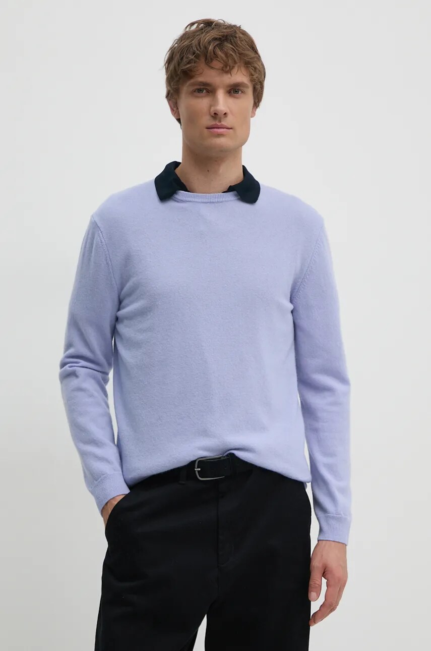 Levně Vlněný svetr United Colors of Benetton pánský, fialová barva, lehký, 1002U1G34