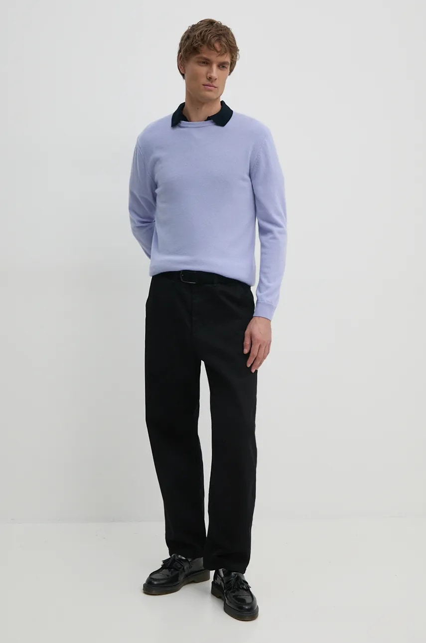 Шерстяной свитер United Colors of Benetton мужской цвет фиолетовый лёгкий 1002U1G34 Шерстяной свитер United Colors of Benetton мужской цвет фиолетовый лёгкий 1002U1G34