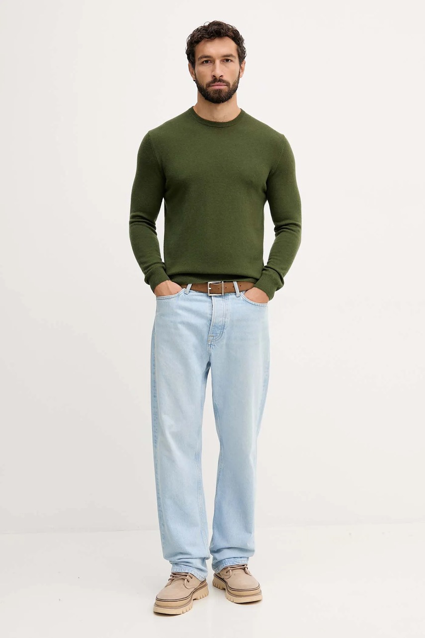 Шерстяной свитер United Colors of Benetton цвет коричневый лёгкий 1002U1G34