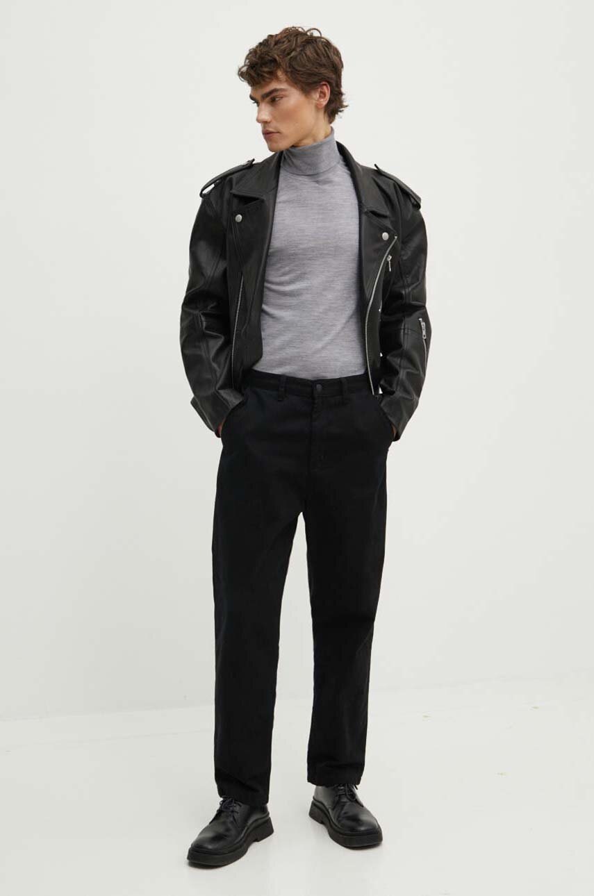 Μάλλινο πουλόβερ Theory ανδρικό, χρώμα: γκρι, M0781705 φωτογραφία