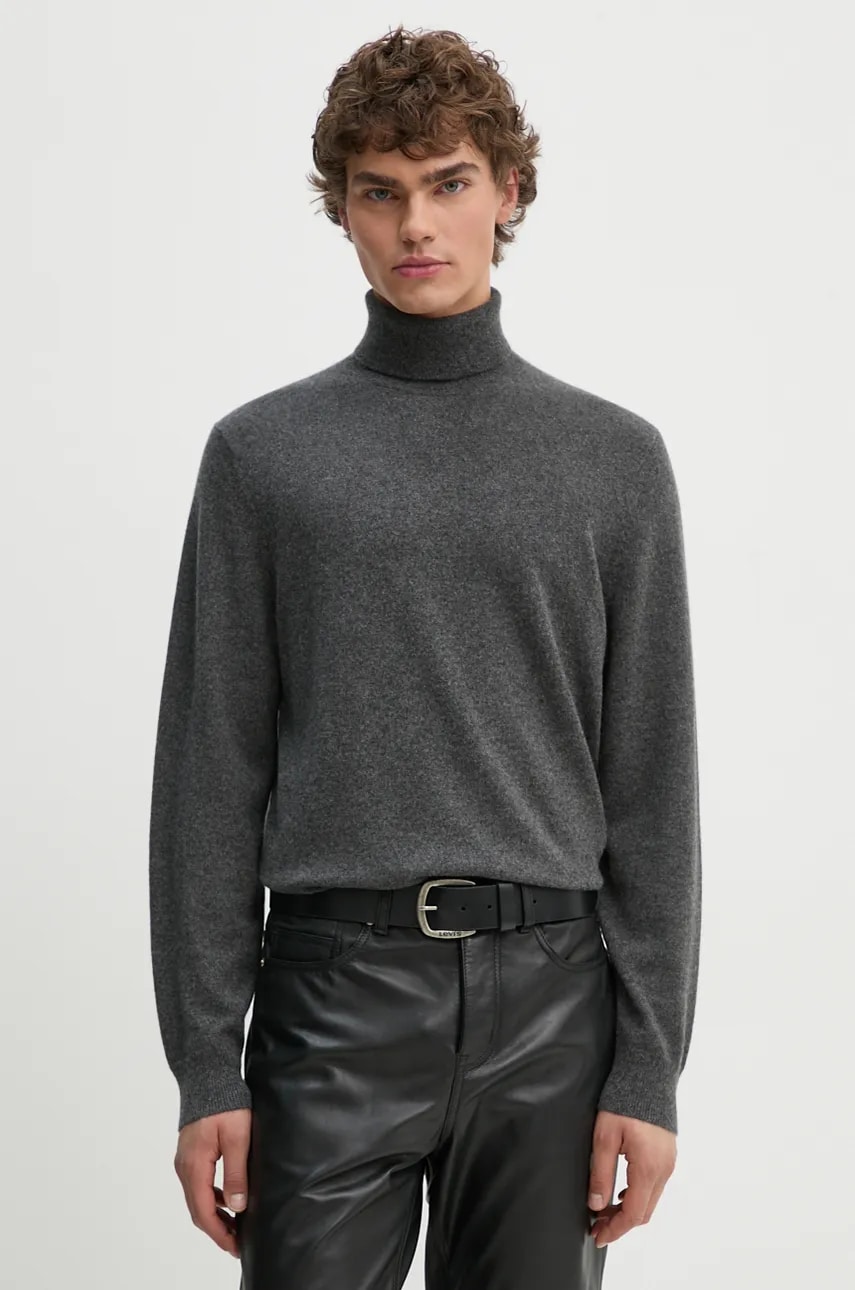 Theory pulover de casmir culoarea gri, light, cu guler, N0888705