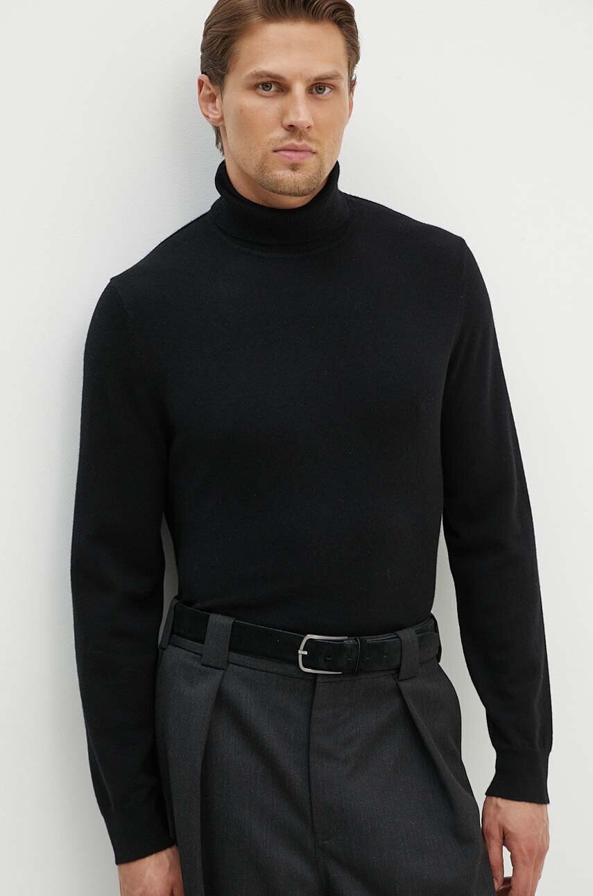 Theory pulover de casmir culoarea negru, light, cu guler, N0888705