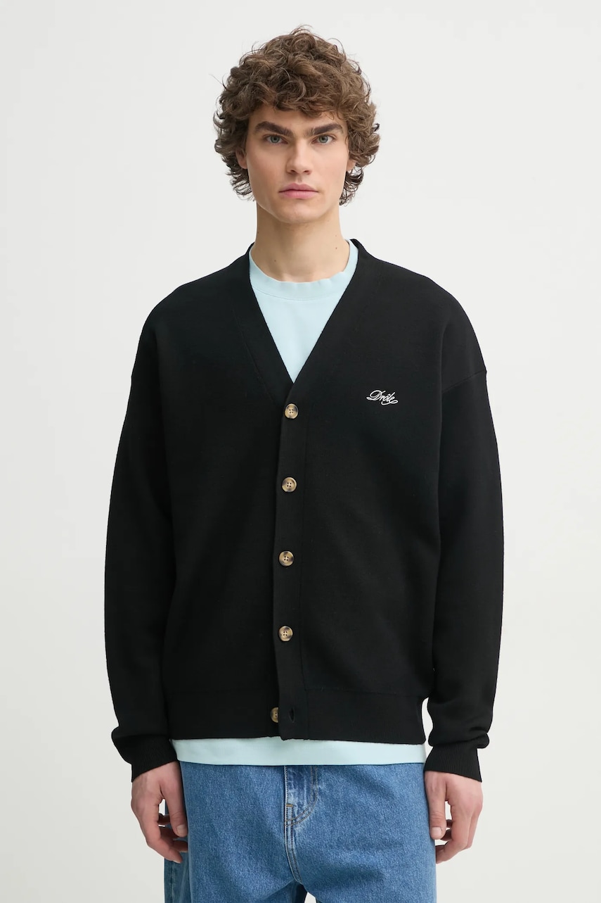 Drôle de Monsieur cardigan din lana Le Cardigan Drôle culoarea negru, PERM-CA123-WO007-BL Drôle de Monsieur cardigan din lana Le Cardigan Drôle culoarea negru, PERM-CA123-WO007-BL