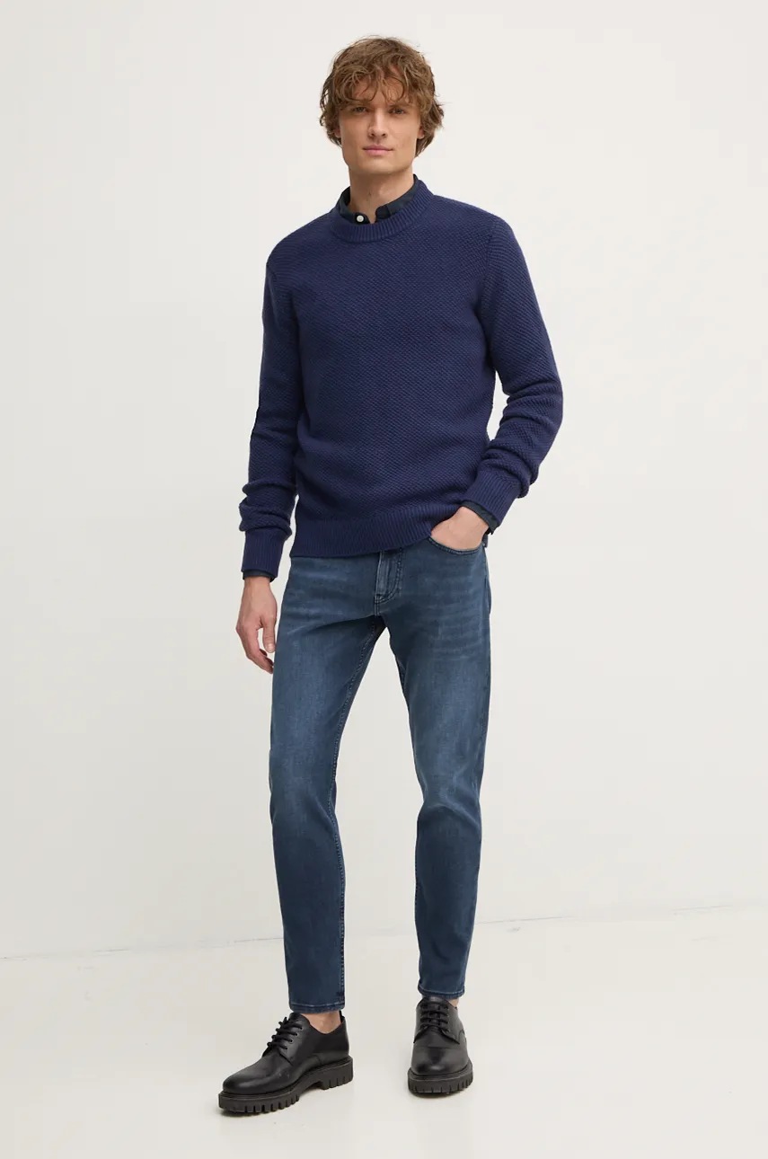 Шерстяной свитер United Colors of Benetton мужской цвет синий  1344U108H Шерстяной свитер United Colors of Benetton мужской цвет синий  1344U108H