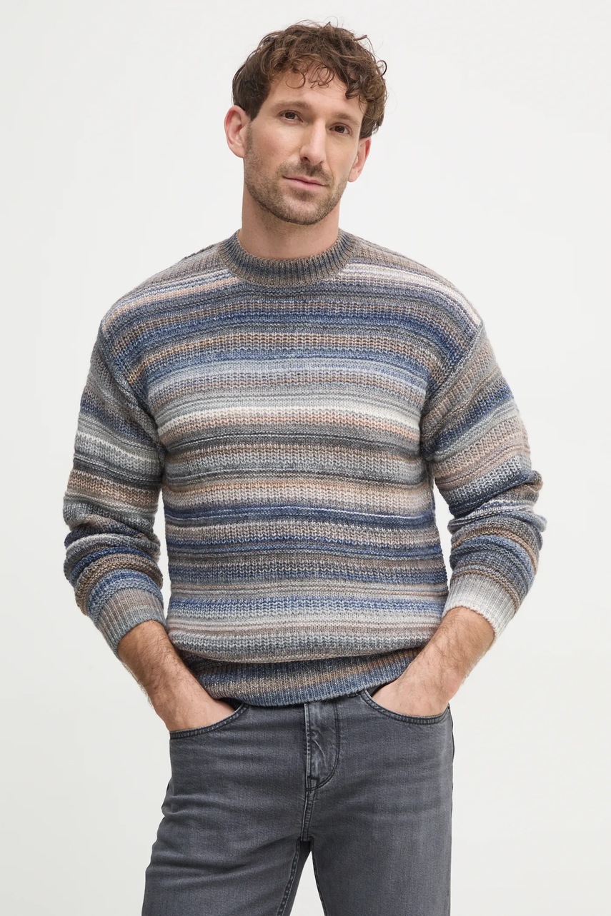 

Вълнен пуловер United Colors of Benetton мъжки в сиво 105CU107R, Сив