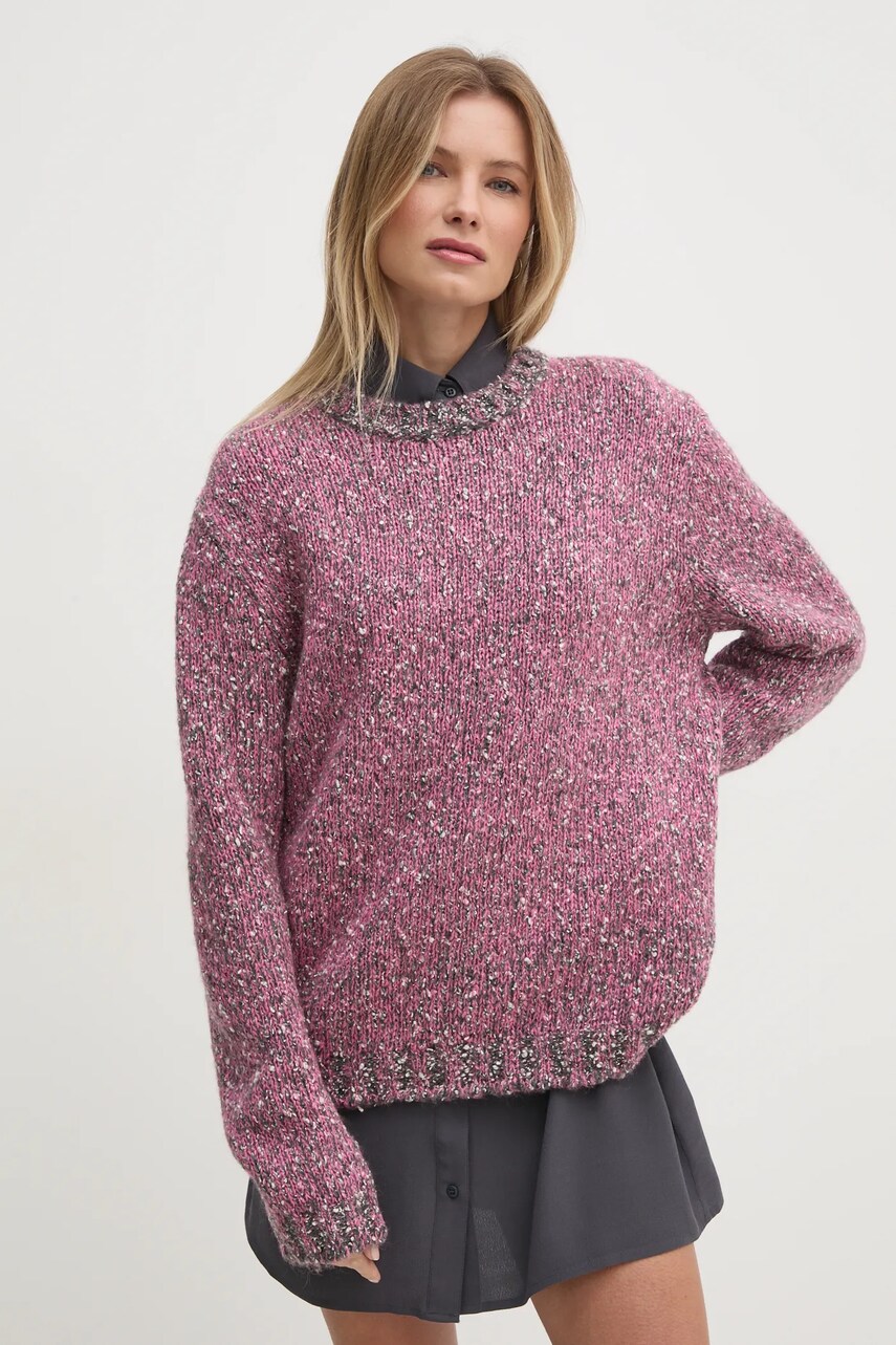 United Colors of Benetton pulover din amestec de lana barbati, culoarea roz, 116NU108M