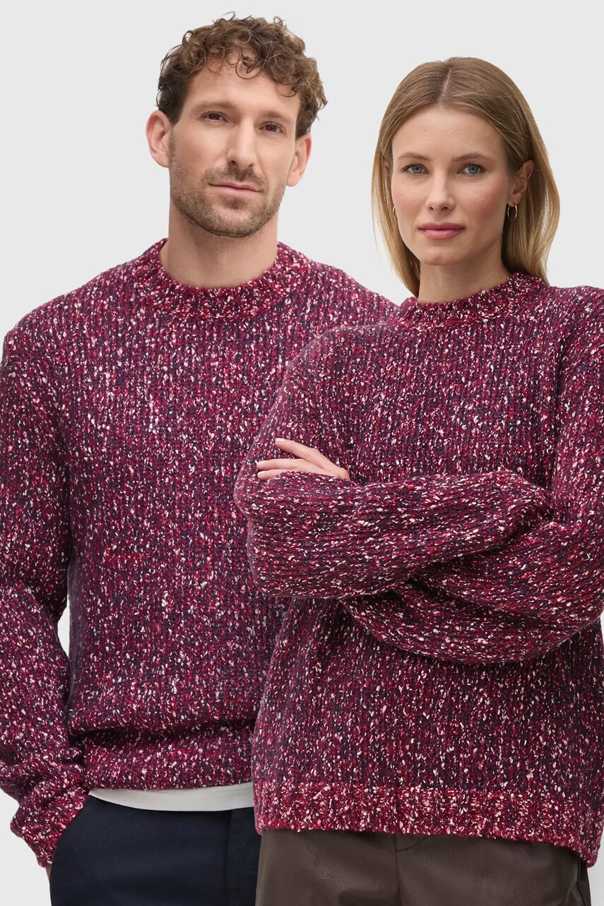 United Colors of Benetton pulover din amestec de lana barbati, culoarea bordo, 116NU108M