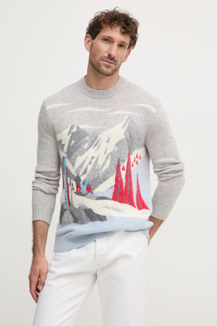 

Вълнен пуловер United Colors of Benetton мъжки в сиво 1244K108S, Сив