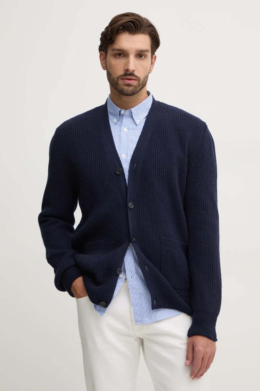 Paul&Shark cardigan din lana culoarea albastru marin, 14311251