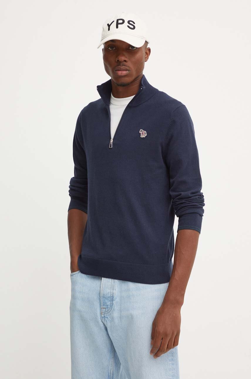 

Пуловер с вълна PS Paul Smith мъжки в тъмносиньо с ниско поло M2R.531XZ.N22226, Тъмносин