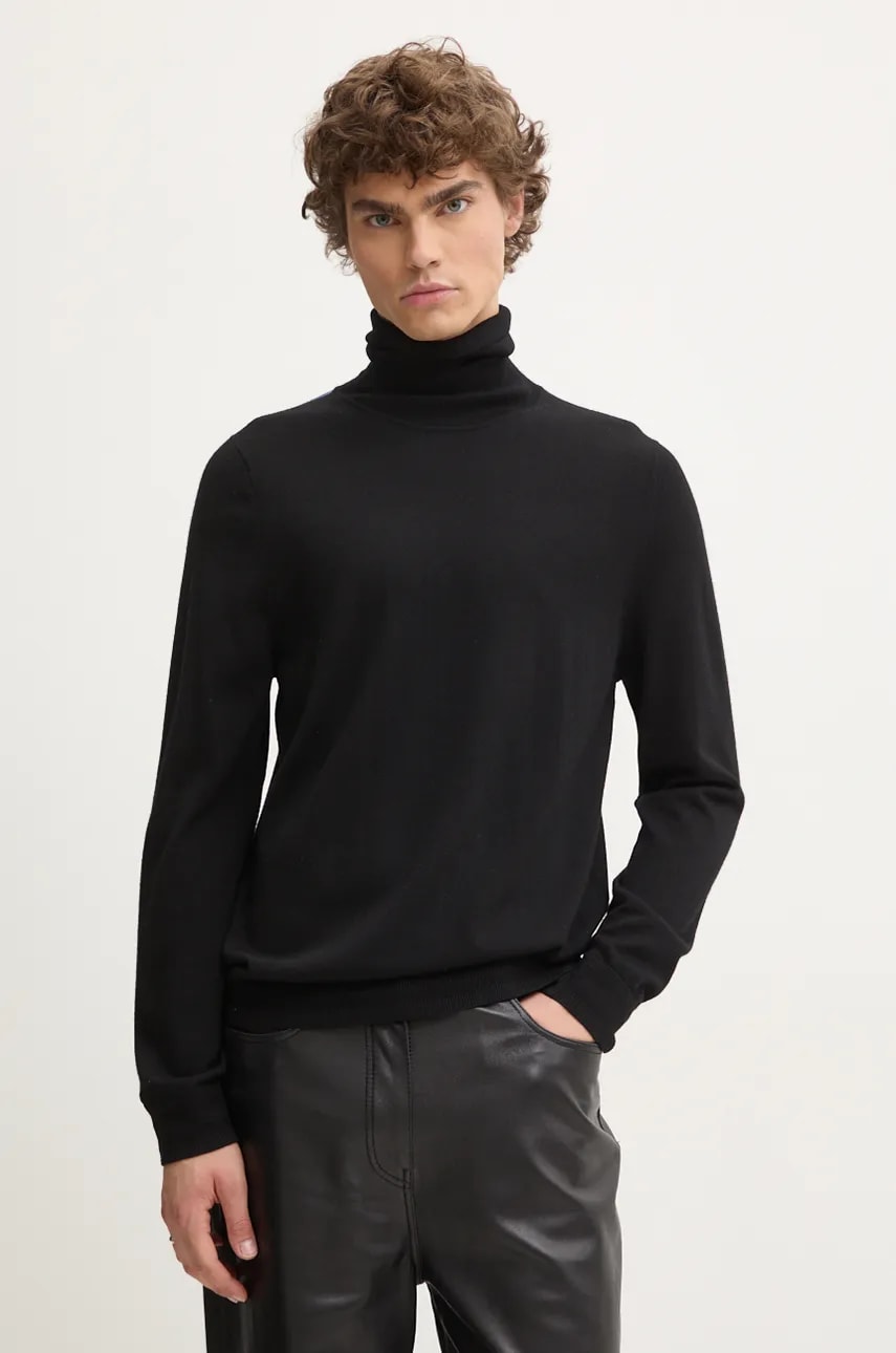 PS Paul Smith pulover barbati, culoarea negru, light, cu guler, M2R.983Y.N21861 PS Paul Smith pulover barbati, culoarea negru, light, cu guler, M2R.983Y.N21861