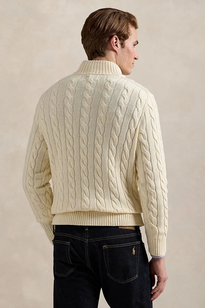 Хлопковый свитер Polo Ralph Lauren цвет бордовый с полугольфом 710810841 Хлопковый свитер Polo Ralph Lauren цвет бордовый с полугольфом 710810841