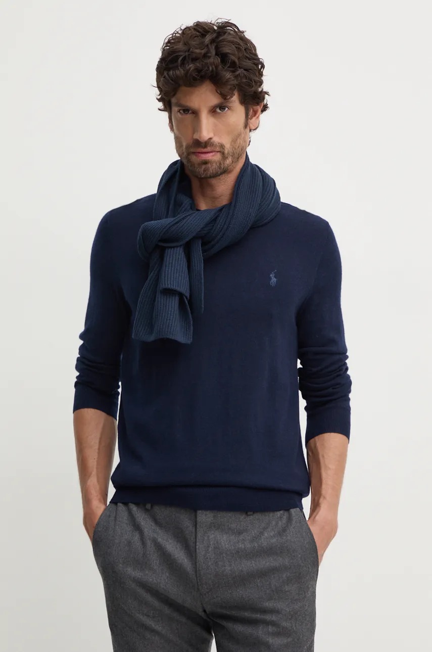 

Вълнен пуловер Polo Ralph Lauren мъжки в тъмносиньо от лека материя 710946143, Тъмносин