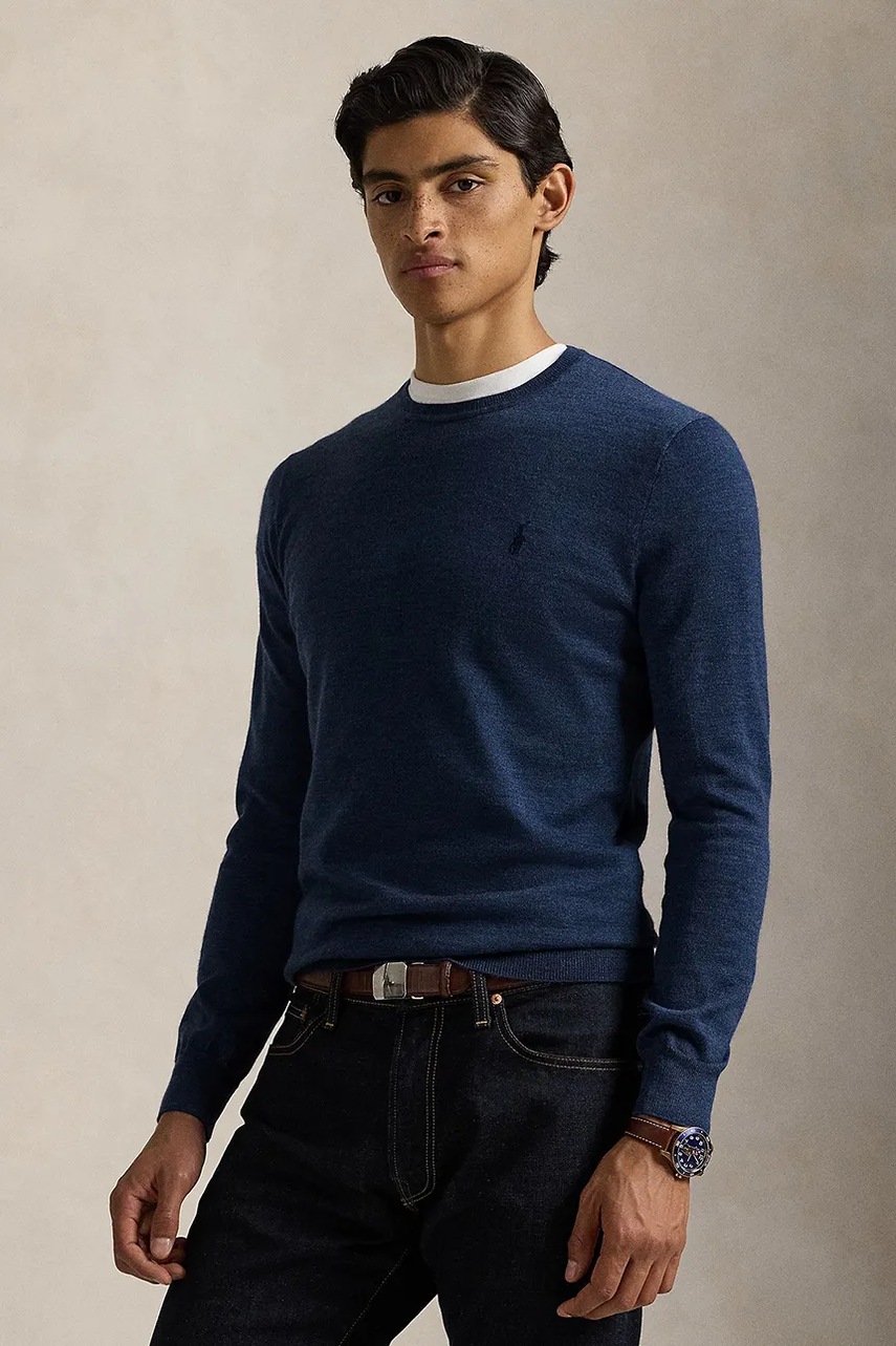 

Вълнен пуловер Polo Ralph Lauren, Тъмносин