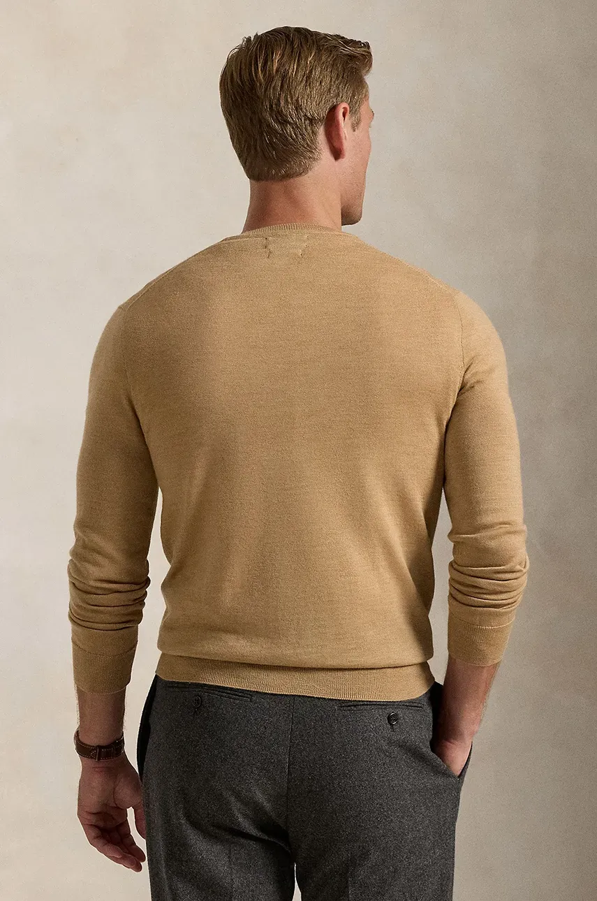 Шерстяной свитер Polo Ralph Lauren мужской цвет коричневый лёгкий 710946143 Шерстяной свитер Polo Ralph Lauren мужской цвет коричневый лёгкий 710946143