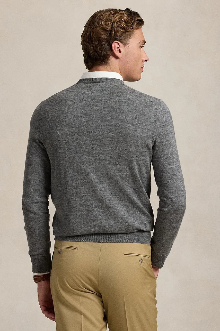 Шерстяной свитер Polo Ralph Lauren цвет серый лёгкий 710946143