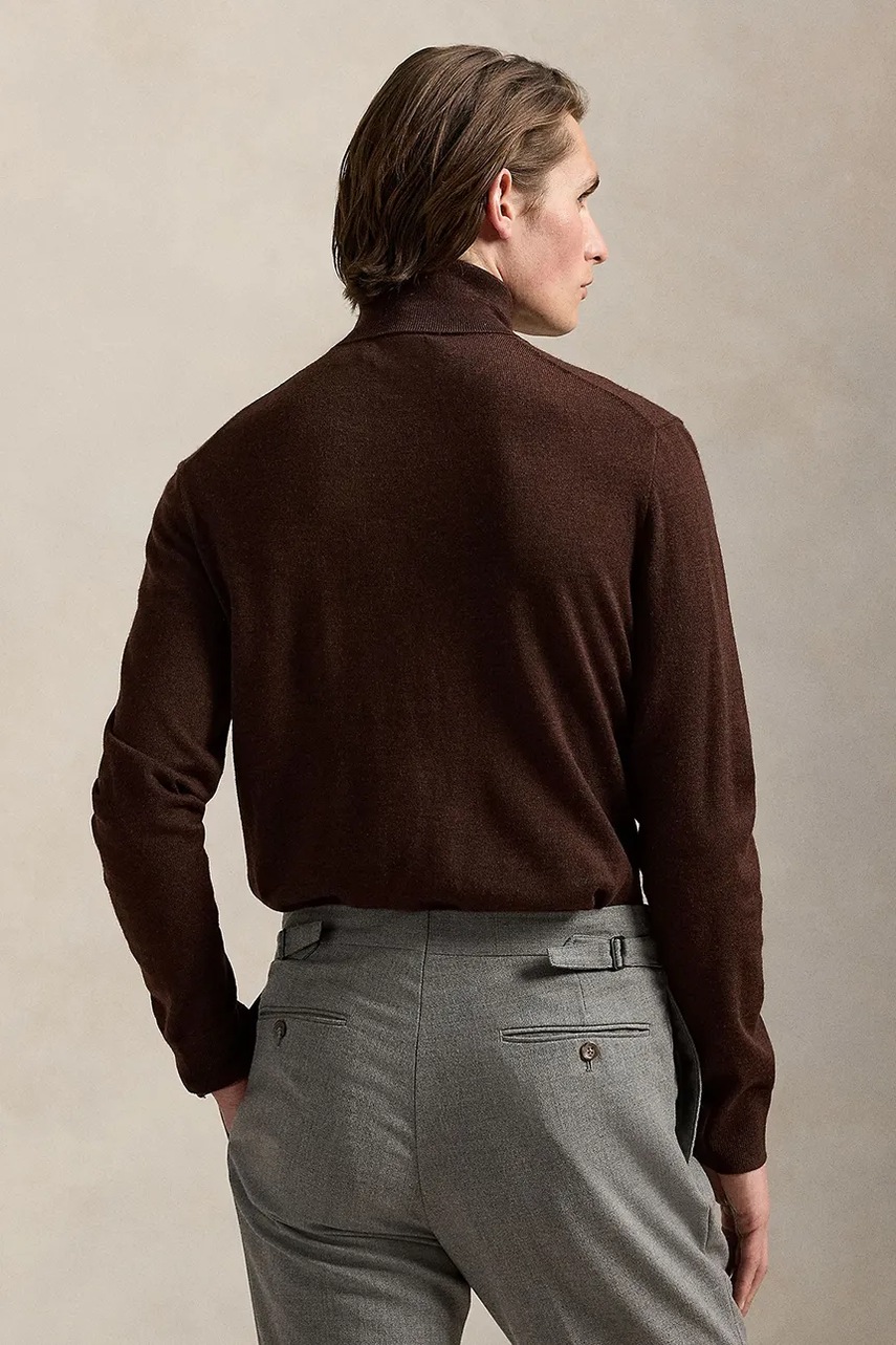 Шерстяной свитер Polo Ralph Lauren цвет коричневый с гольфом 710946145 Шерстяной свитер Polo Ralph Lauren цвет коричневый с гольфом 710946145