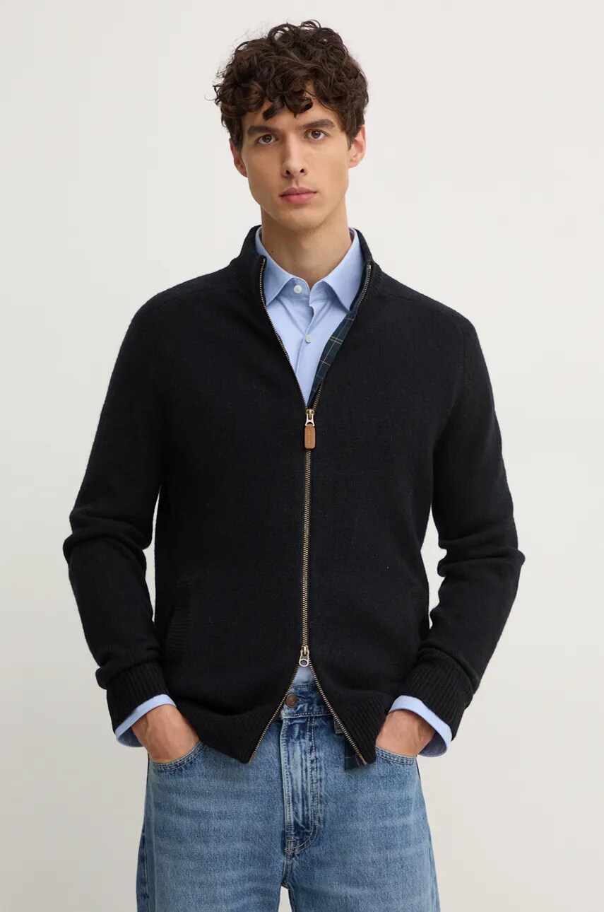 

Вълнен пуловер Barbour мъжки в черно MKN1590, Черен