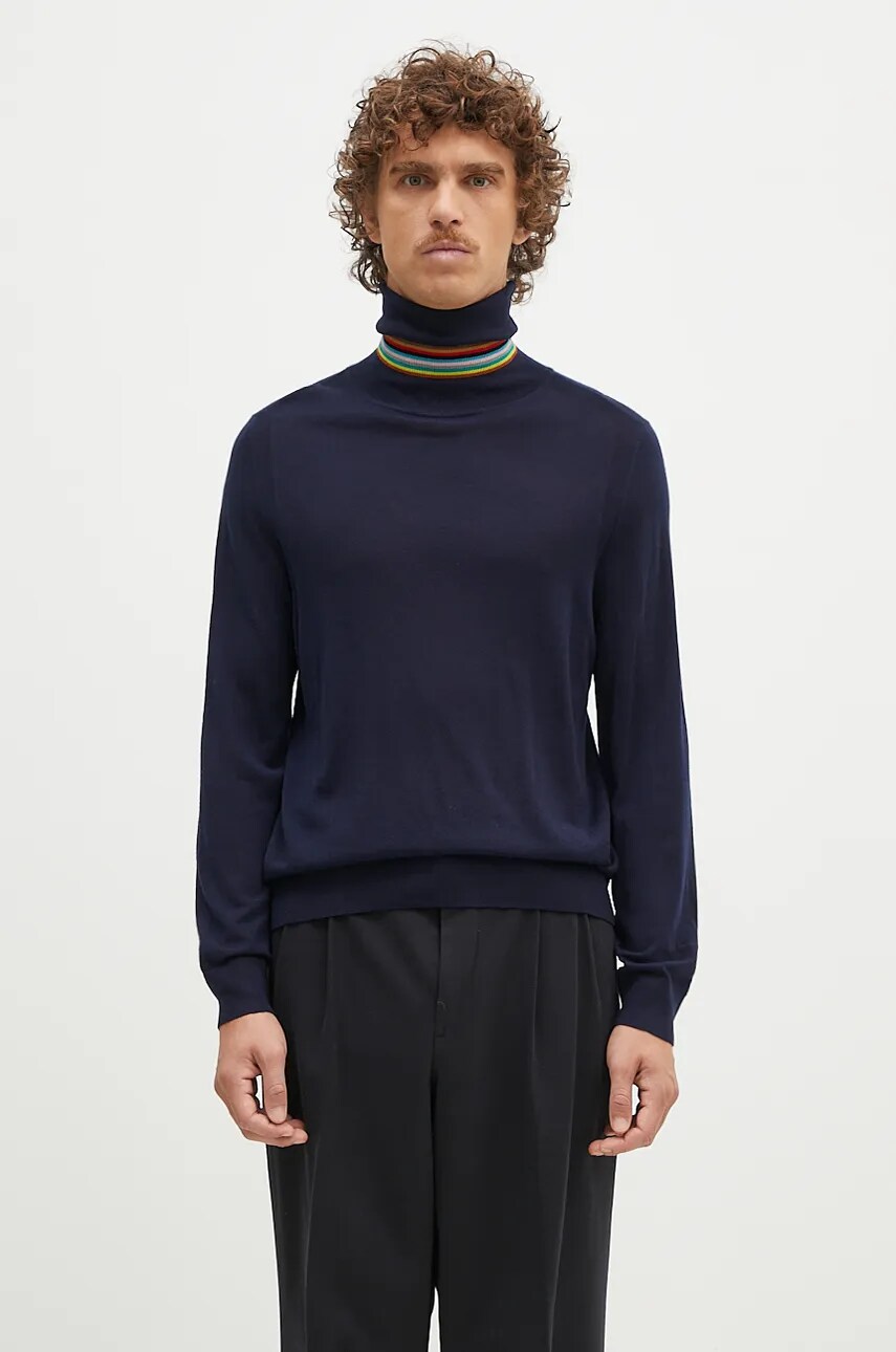 Levně Vlněný svetr Paul Smith pánský, tmavomodrá barva, lehký, s golfem, M1R-565X-M02093